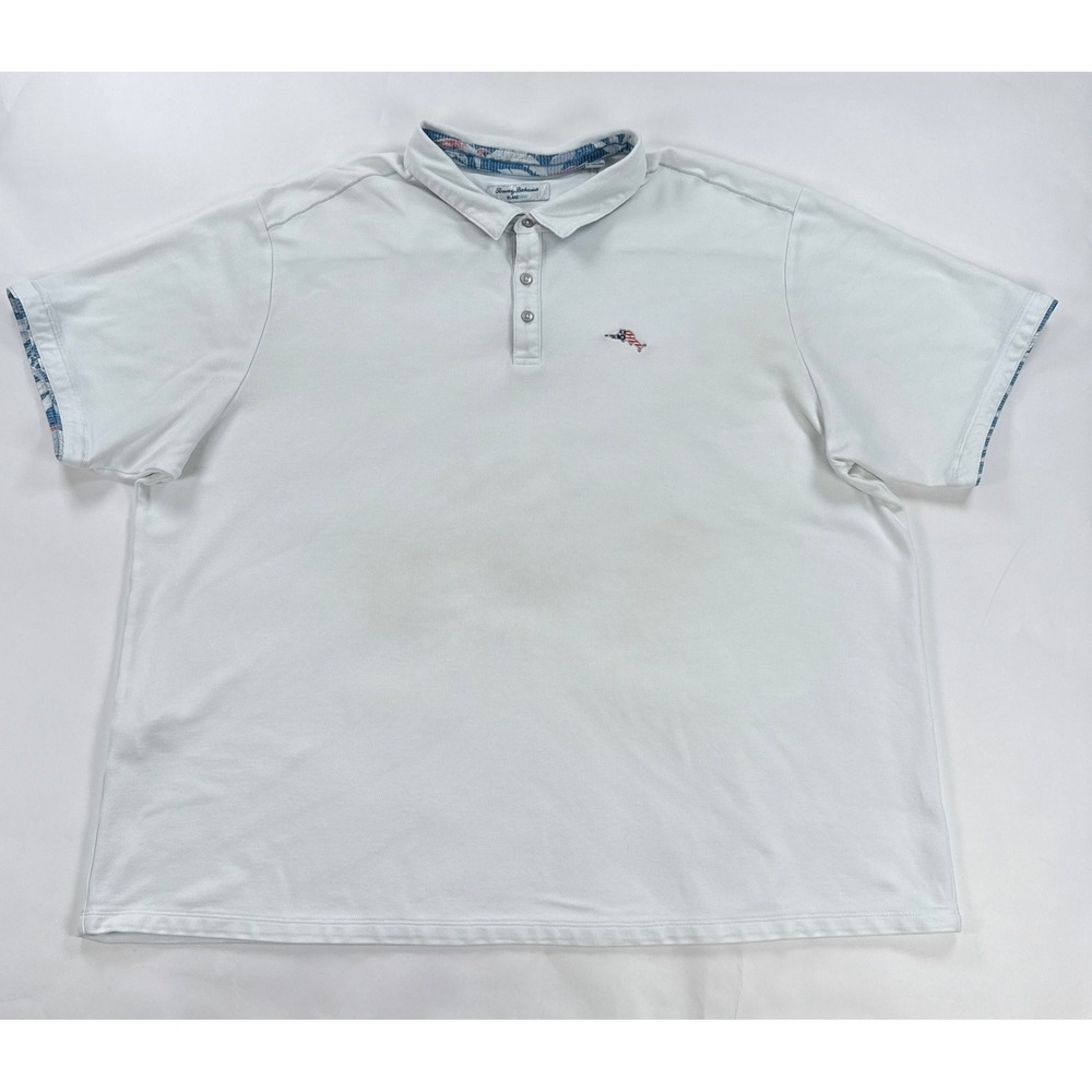 Tommy Bahama Mens Polo Shirt 3XLB White IslandZone Cotton Blend Short Sleeve